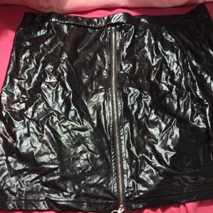 Black Faux Leather Women's Skirt